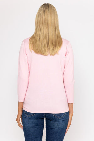 Carraig Donn Plain Knit Sweater With Diamonte Detail in Pink