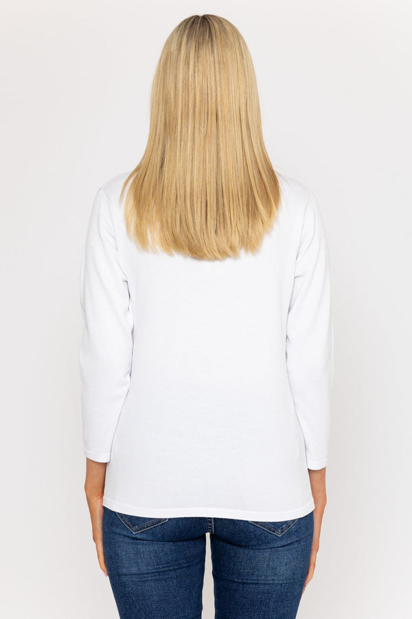 Carraig Donn Plain Knit Sweater With Diamonte Detail in White