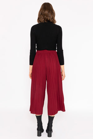 Carraig Donn Pleated Wide Leg Pant in Burgundy