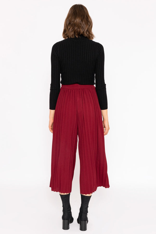 Carraig Donn Pleated Wide Leg Pant in Burgundy