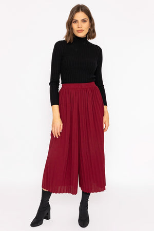 Carraig Donn Pleated Wide Leg Pant in Burgundy