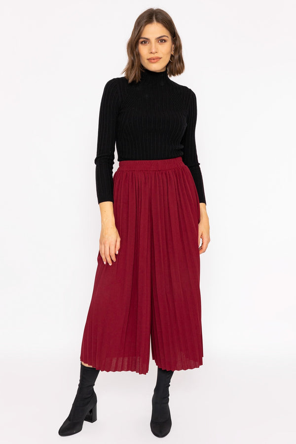 Carraig Donn Pleated Wide Leg Pant in Burgundy