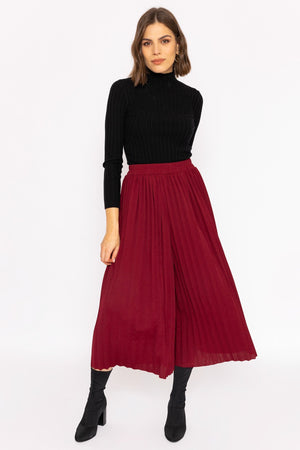 Carraig Donn Pleated Wide Leg Pant in Burgundy