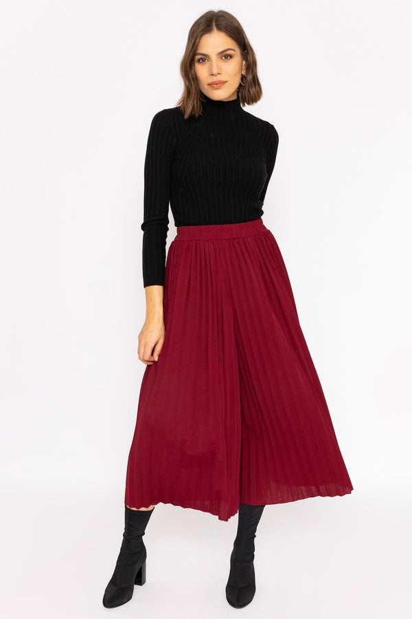 Carraig Donn Pleated Wide Leg Pant in Burgundy