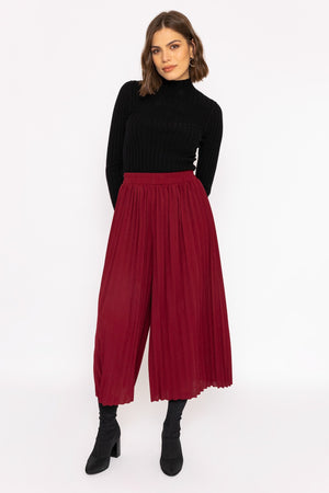 Carraig Donn Pleated Wide Leg Pant in Burgundy