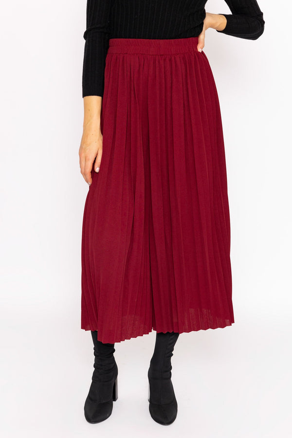 Carraig Donn Pleated Wide Leg Pant in Burgundy