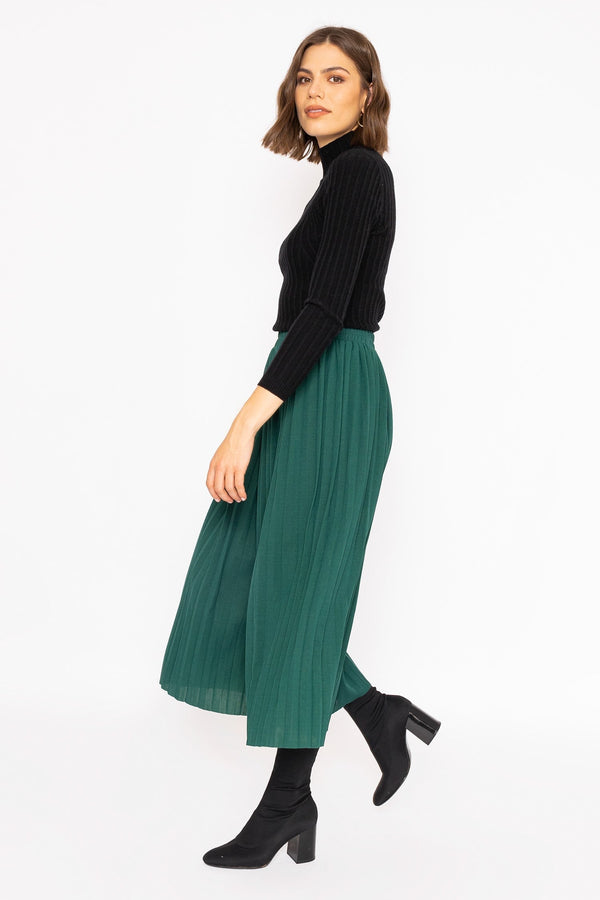 Carraig Donn Pleated Wide Leg Pant in Green