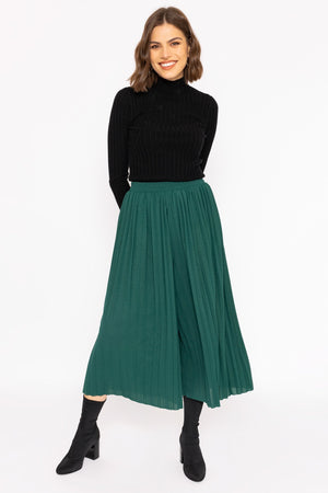 Carraig Donn Pleated Wide Leg Pant in Green