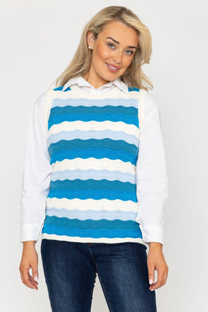 Carraig Donn Pointelle Vest in Blue