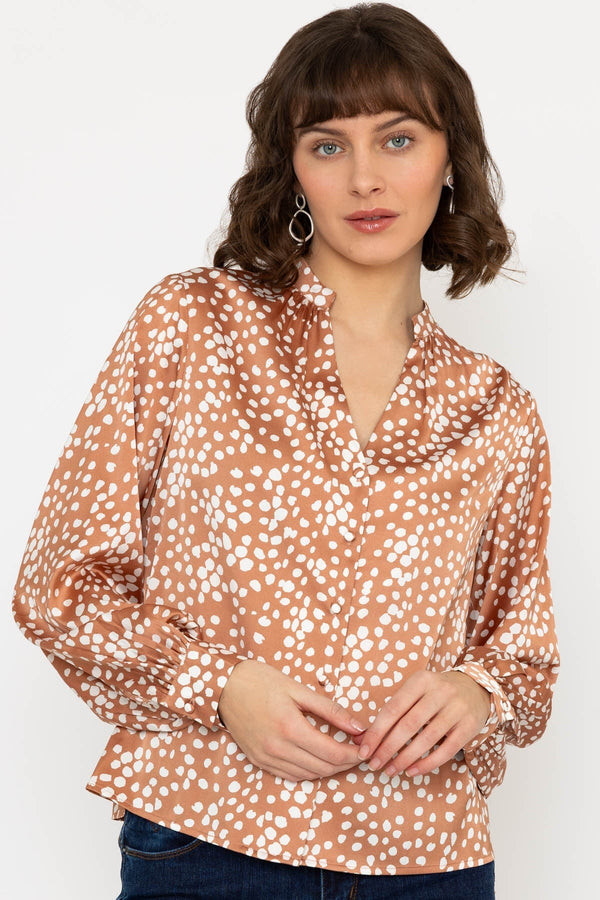 Carraig Donn Polka Dot Print Blouse in Brown