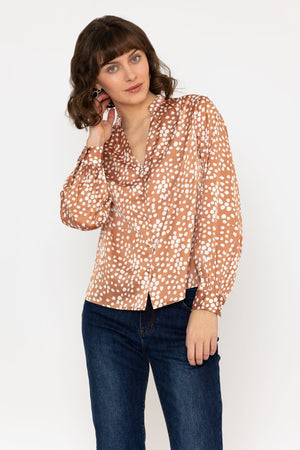Carraig Donn Polka Dot Print Blouse in Brown