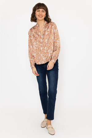 Carraig Donn Polka Dot Print Blouse in Brown