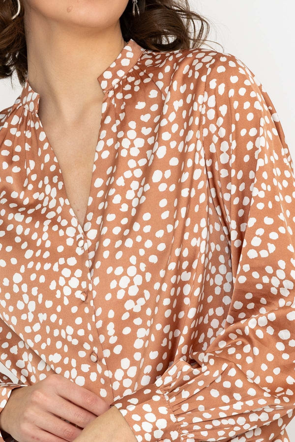 Carraig Donn Polka Dot Print Blouse in Brown