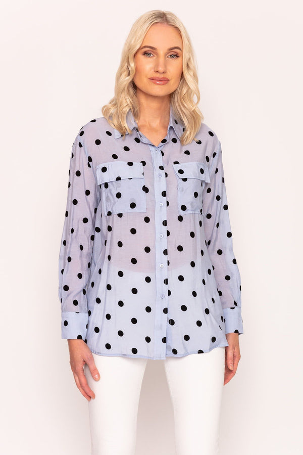 Carraig Donn Polka Dot Shirt in Sage