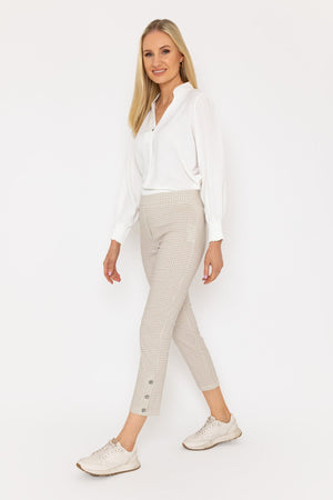 Carraig Donn Print Button Trousers in Sand