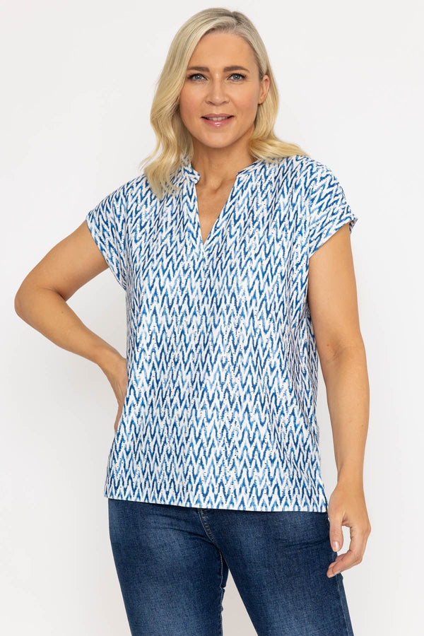 Carraig Donn Printed Blue Jersey Top