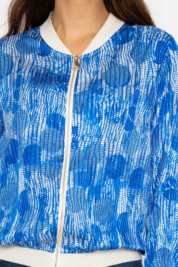 Carraig Donn Printed Bomber Jacket in Blue
