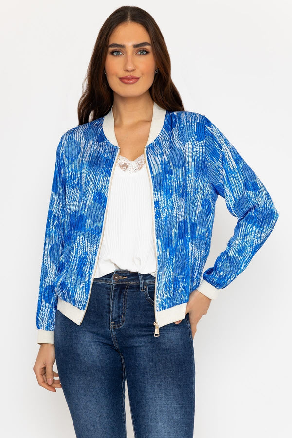 Carraig Donn Printed Bomber Jacket in Blue