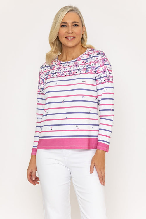 Printed Breton Top in Pink