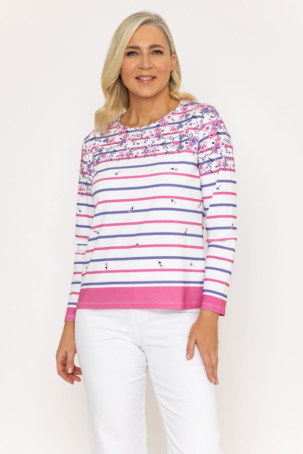 Carraig Donn Printed Breton Top in Pink
