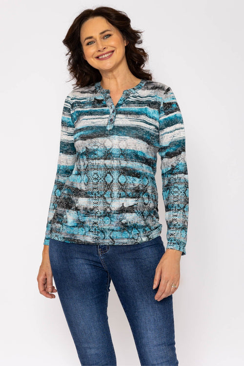 Printed Burnout Top in Blue