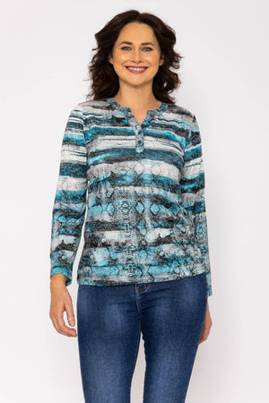 Carraig Donn Printed Burnout Top in Blue
