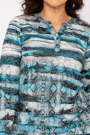 Carraig Donn Printed Burnout Top in Blue