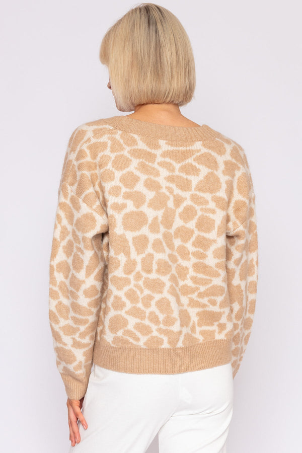 Carraig Donn Printed Cardigan in Beige