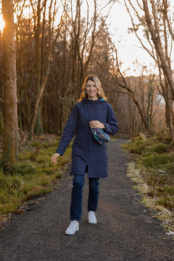 Carraig Donn Printed Crescent Shape Crossbody in Navy