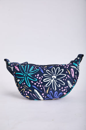 Carraig Donn Printed Crescent Shape Crossbody in Navy