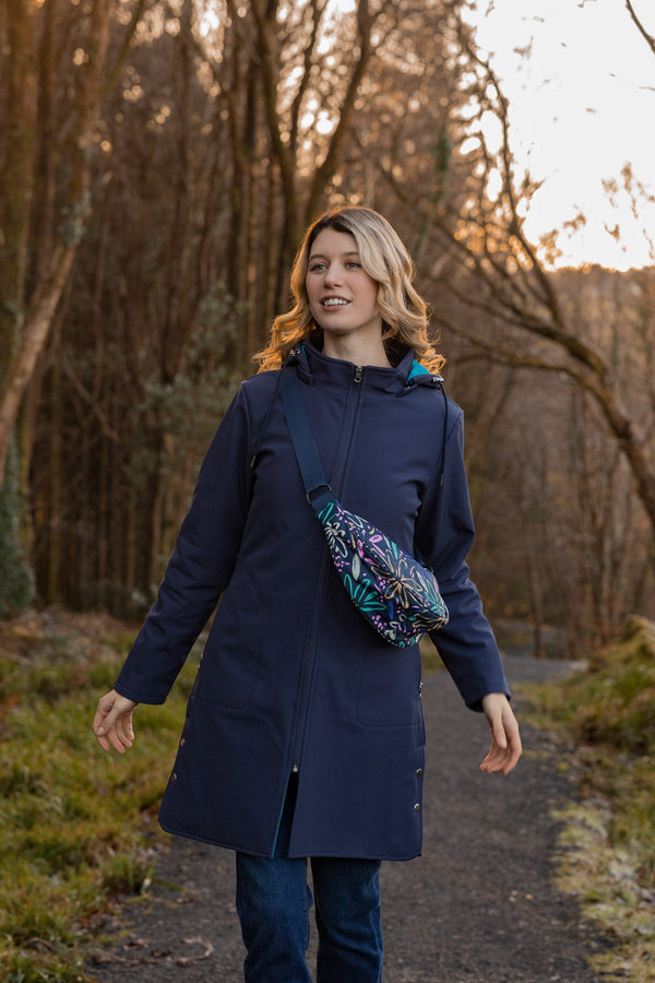 Carraig Donn Printed Crescent Shape Crossbody in Navy