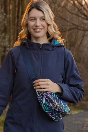 Carraig Donn Printed Crescent Shape Crossbody in Navy