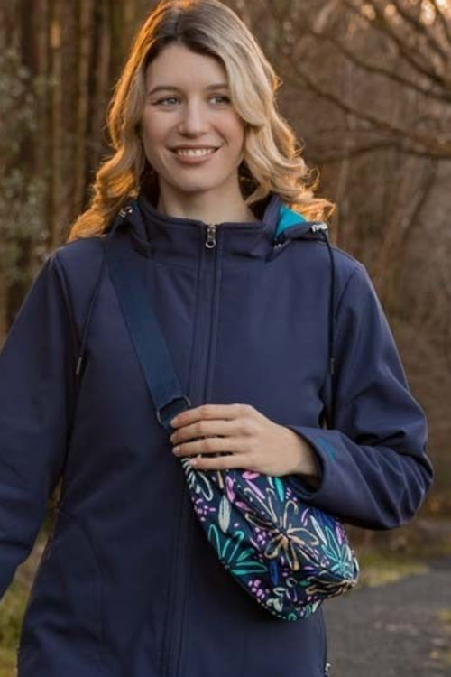 Printed Crescent Shape Crossbody in Navy