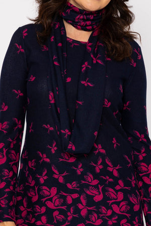 Carraig Donn Printed Knit Tunic with Snood in Navy