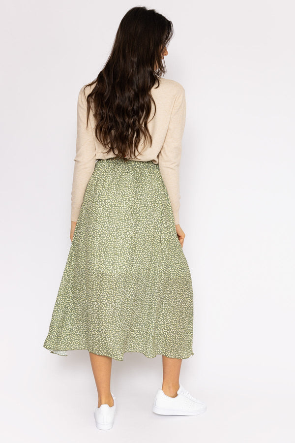 Carraig Donn Printed Midi Skirt in Green