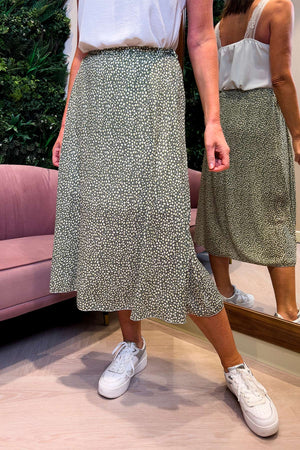 Carraig Donn Printed Midi Skirt in Green