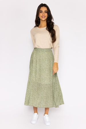 Carraig Donn Printed Midi Skirt in Green