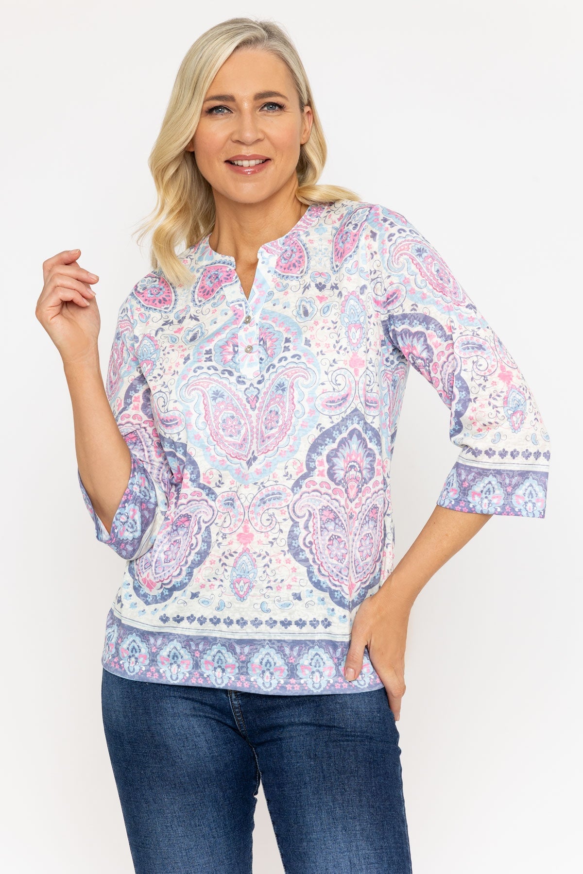 Printed Plaquet Top in Pink