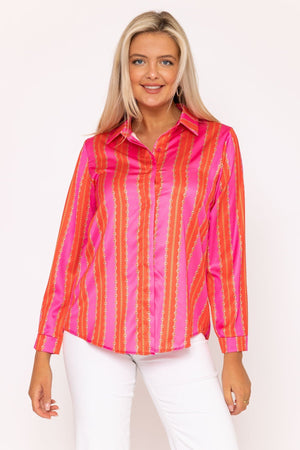 Carraig Donn Printed Sateen Shirt in Pink Print