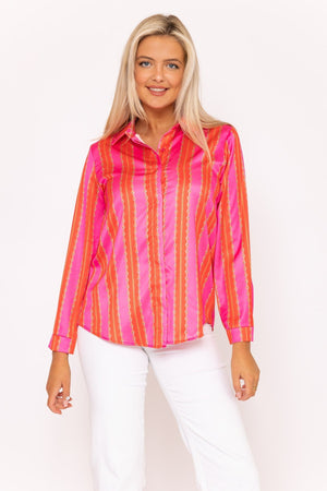 Carraig Donn Printed Sateen Shirt in Pink Print