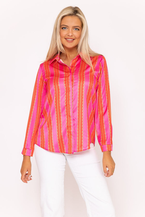 Carraig Donn Printed Sateen Shirt in Pink Print