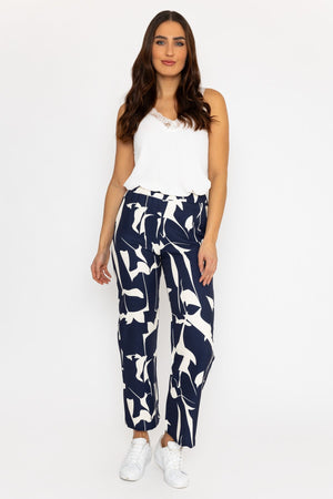 Carraig Donn Printed Scuba Trouser in Navy