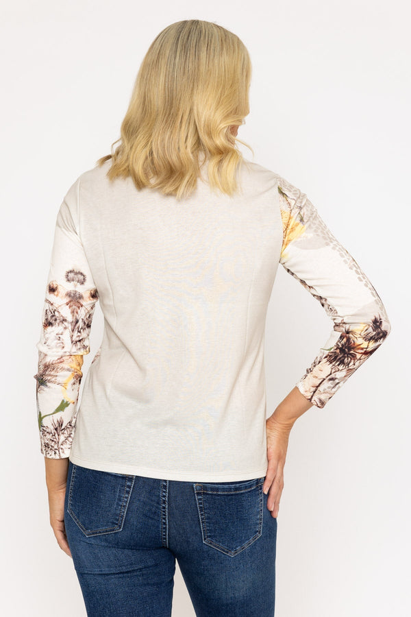 Carraig Donn Printed Shirt Blouse in Beige