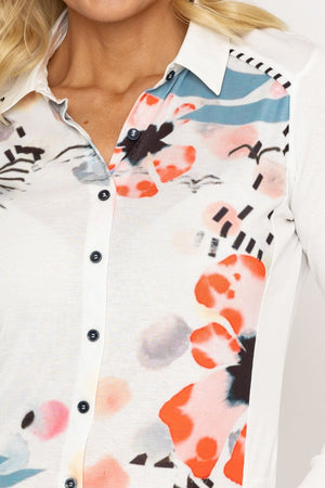 Carraig Donn Printed Shirt Blouse in White