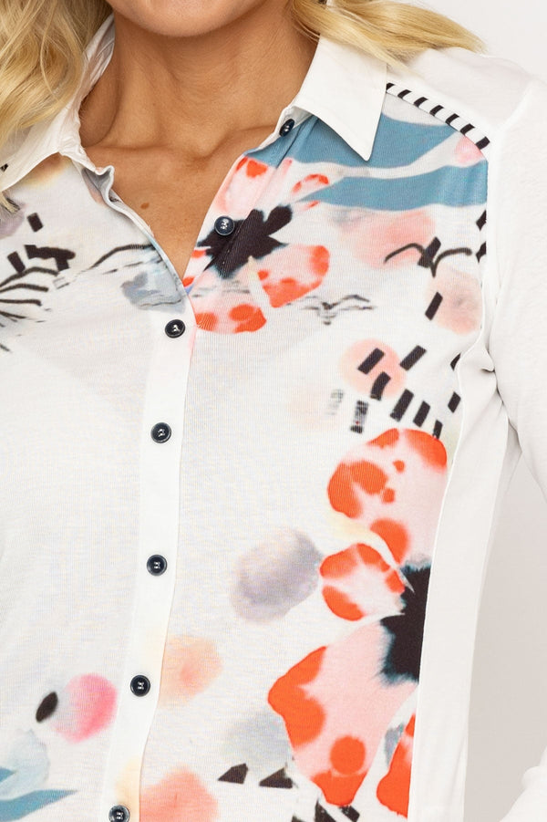 Carraig Donn Printed Shirt Blouse in White