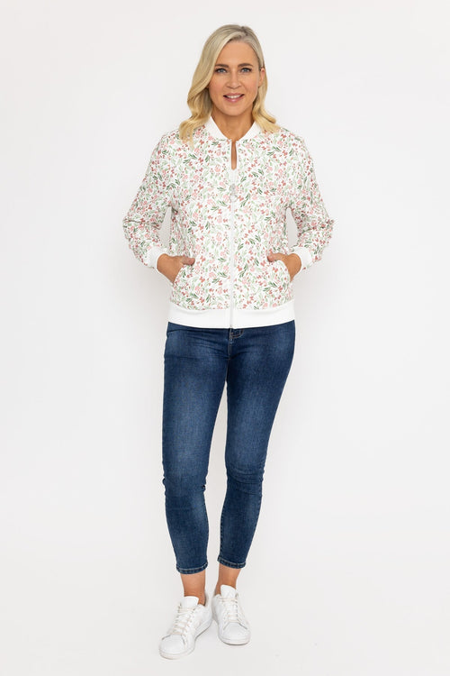 Printed Textured Jersey Bomber Jacket