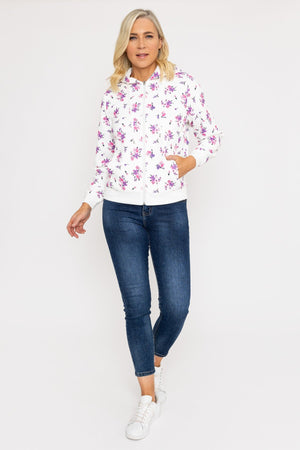 Carraig Donn Printed Textured Jersey Hoodie in Pink