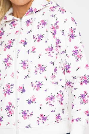 Carraig Donn Printed Textured Jersey Hoodie in Pink