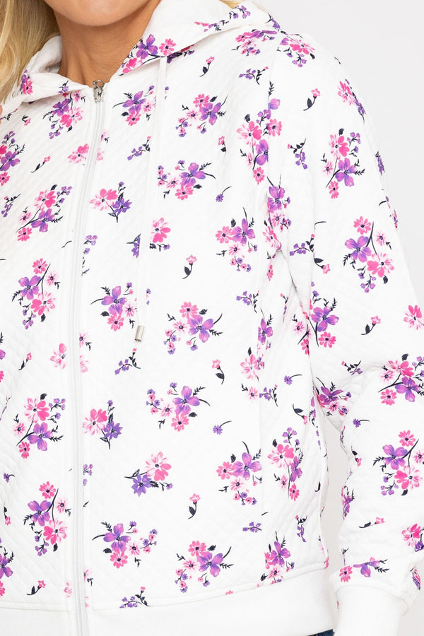 Carraig Donn Printed Textured Jersey Hoodie in Pink