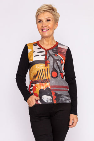 Carraig Donn Printed Top in Black